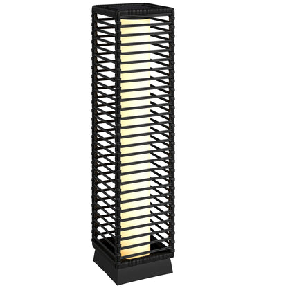 Garden Rattan Lamp, 68 cm Solar Rattan Floor Lamp, Solar Garden Light with Auto On/Off LEDs, IP44 Waterproof, Black