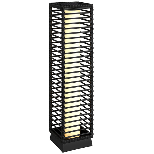 Garden Rattan Lamp, 68 cm Solar Rattan Floor Lamp, Solar Garden Light with Auto On/Off LEDs, IP44 Waterproof, Black