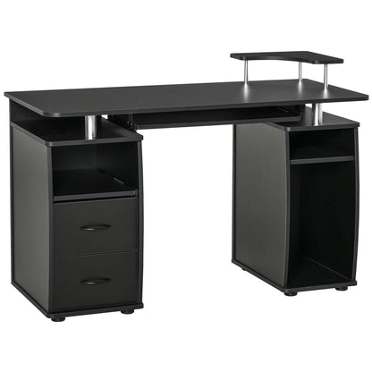 Study Desk Writing Table for Home Office, Student Workstation with Drawers, Sliding Shelf and Storage, Black