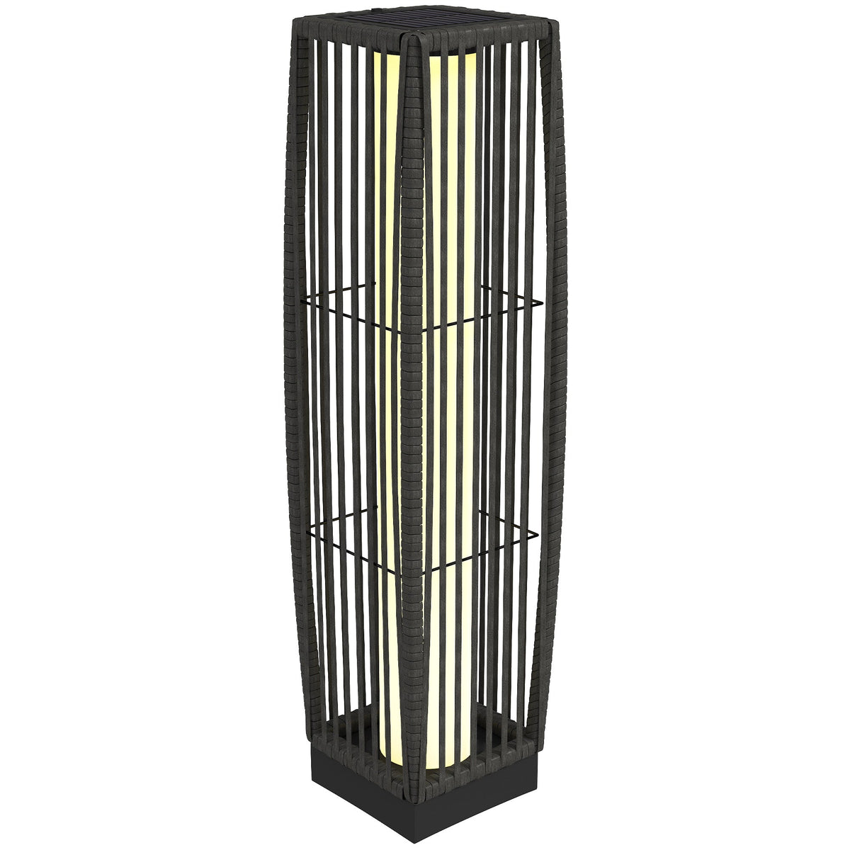 Solar Rattan Floor Lamp, Outdoor Garden Lantern with Auto On/Off LED Lights, IP44 for Patio, Terrace, Dark Grey