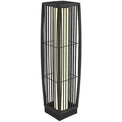 Solar Rattan Floor Lamp, Outdoor Garden Lantern with Auto On/Off LED Lights, IP44 for Patio, Terrace, Dark Grey